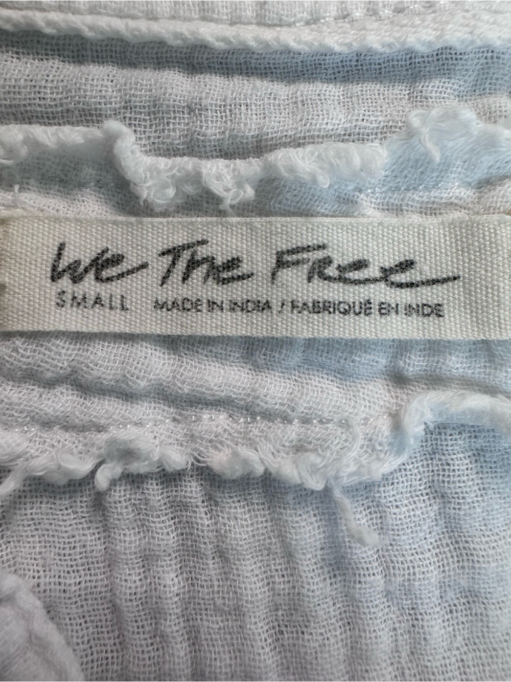 Free People We The Free White Gauze Wrap Top Boho Cottage Coastal Layering med - Picture 3 of 9